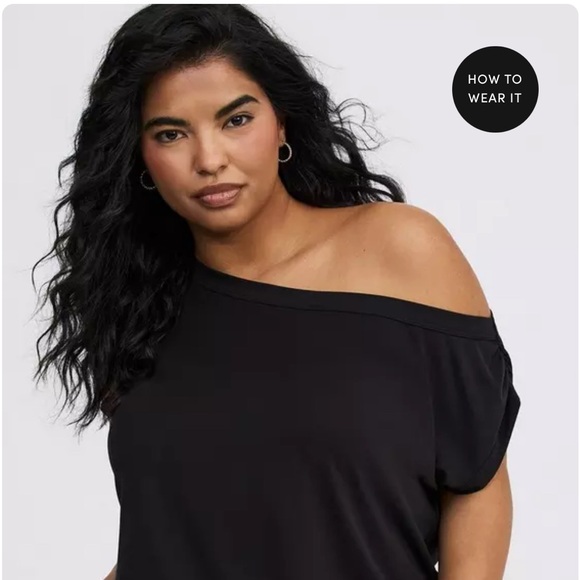 Torrid Black Off-Shoulder Women's Top - Picture 1 of 6